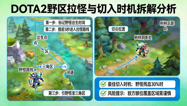 DOTA2野区拉怪与切入时机拆解分析画面