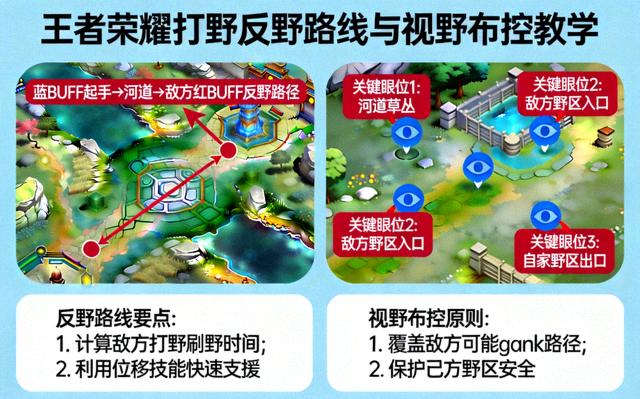 王者荣耀打野反野路线与视野布控教学画面