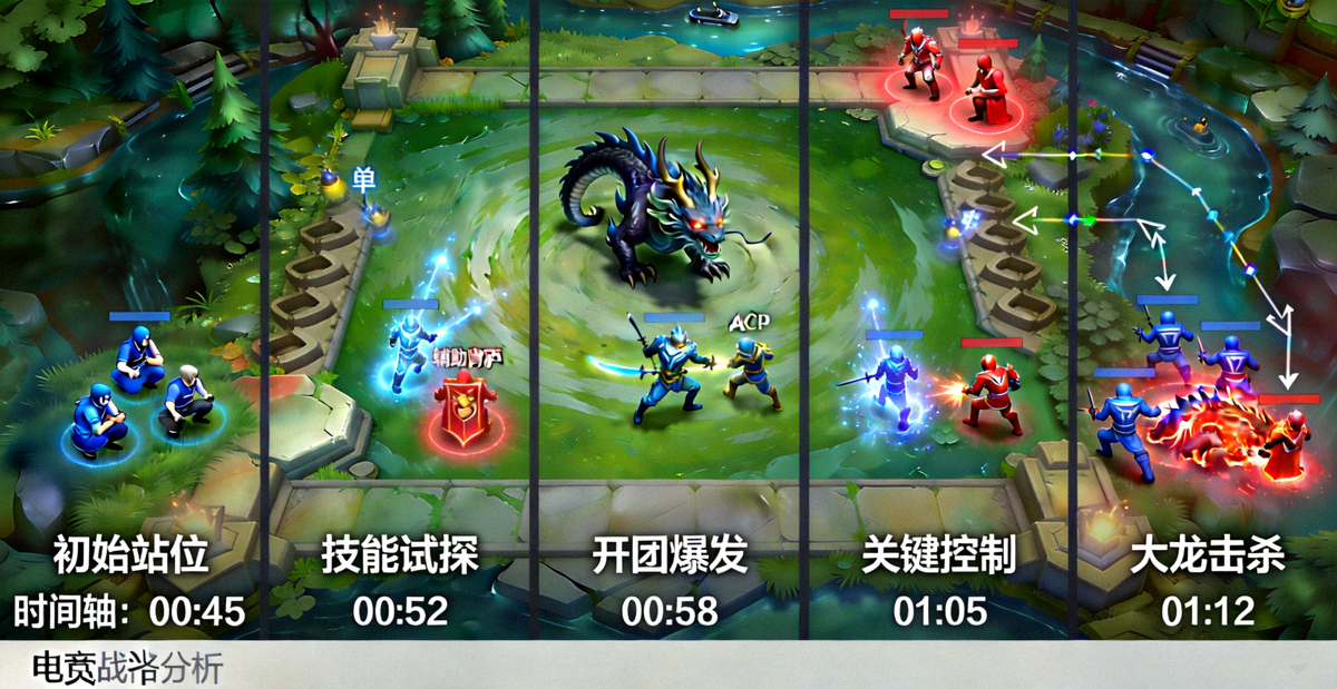 职业联赛大龙团战逐帧拆解战术沙盘高清画面